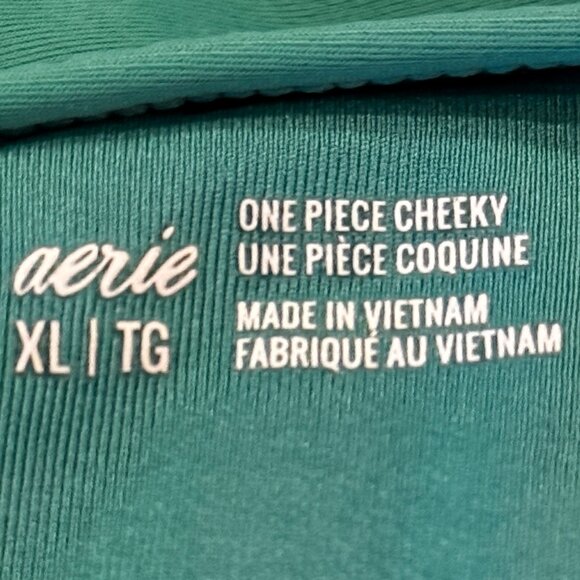 Aerie Green One-Piece Swimsuit | Cheeky | Adjustable Tie Sides & Front | XL - Picture 4 of 7